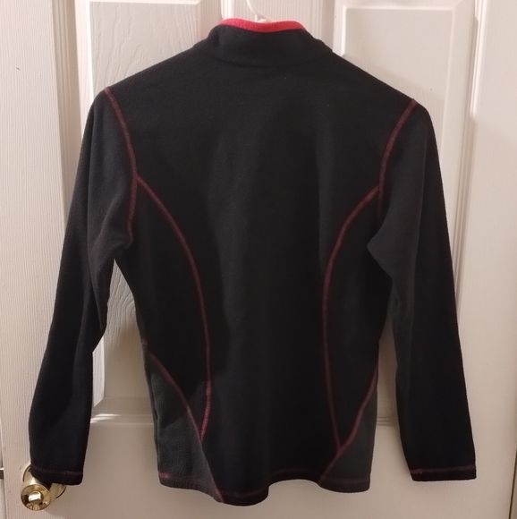 The North Face 1/4 Zip Fleece Pull Over sweater Girls L Black & Pink Lightweight - Picture 3 of 13